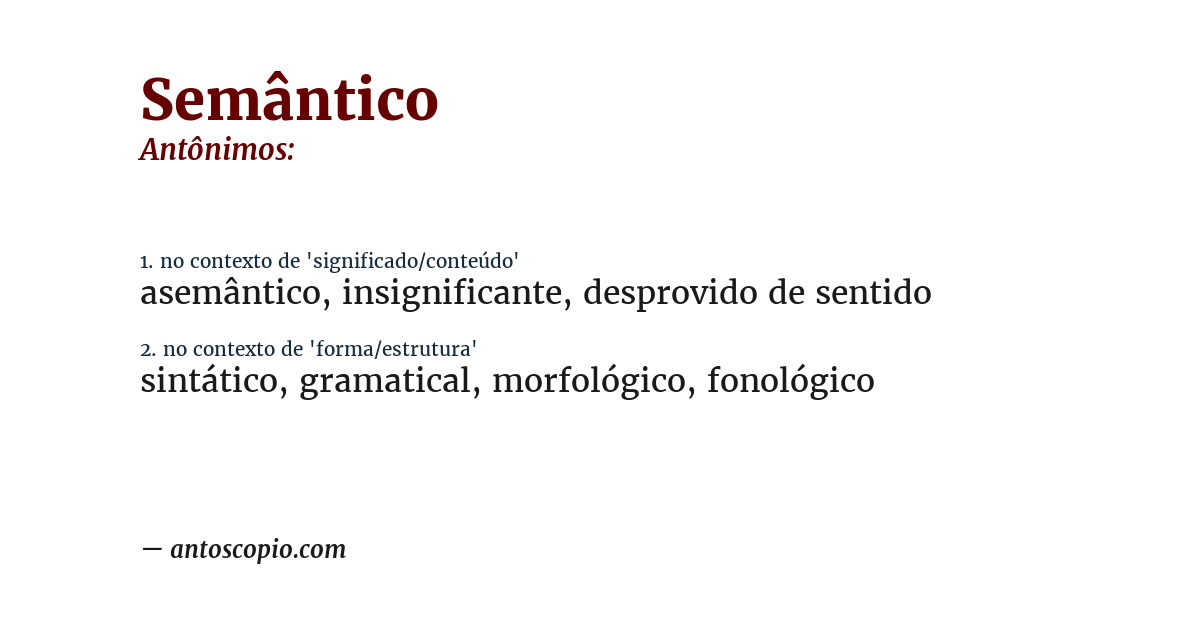 Antônimo de semântico