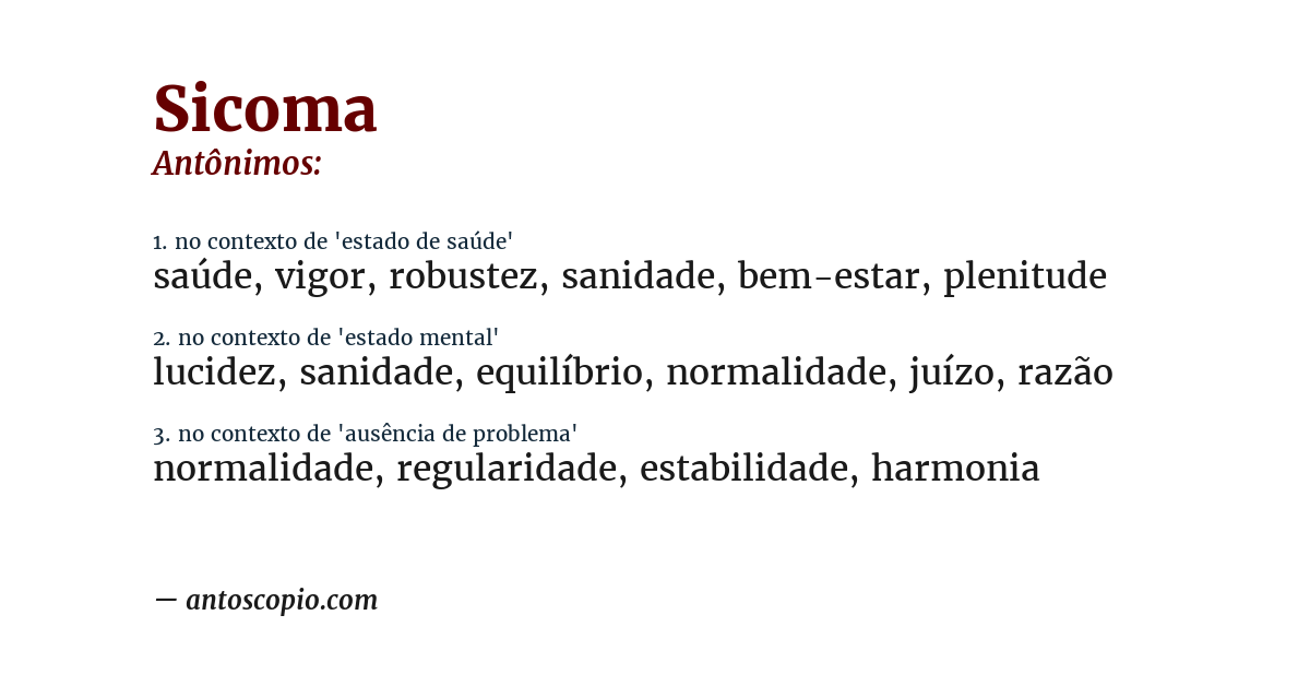 Antônimo de sicoma