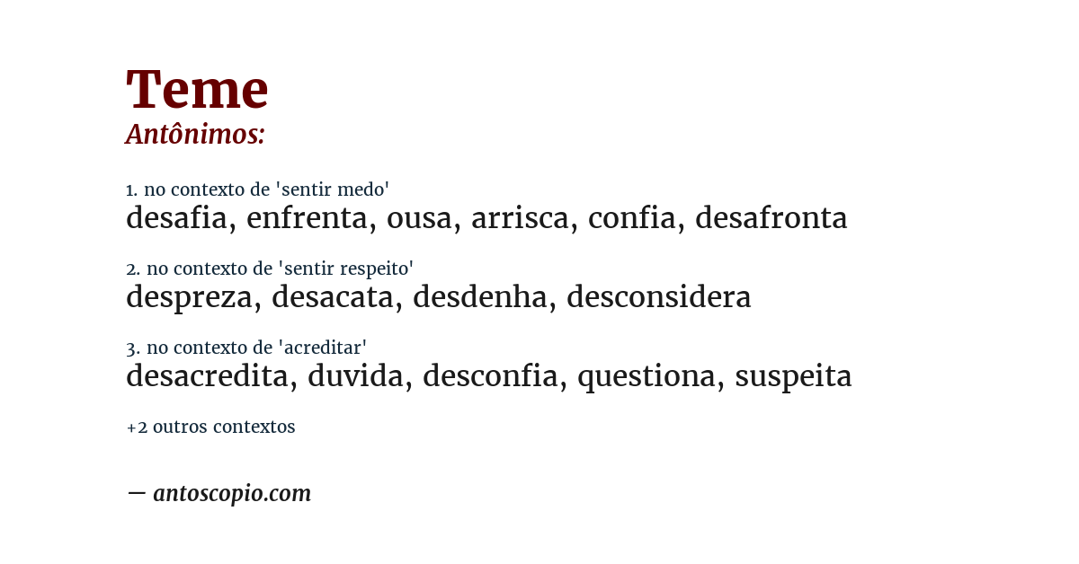 Antônimo de teme