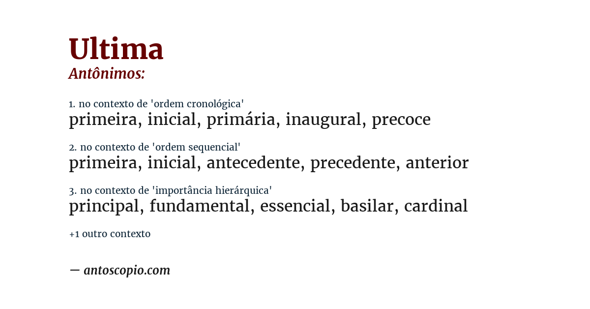 Antônimo de ultima