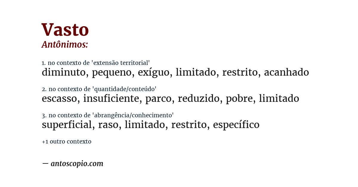 Antônimo de vasto