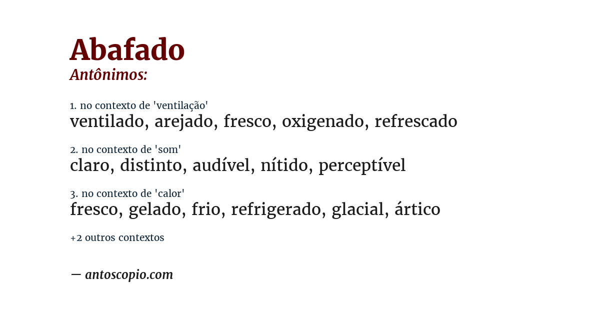 Antônimo de abafado