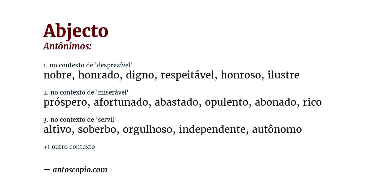 Antônimo de abjecto