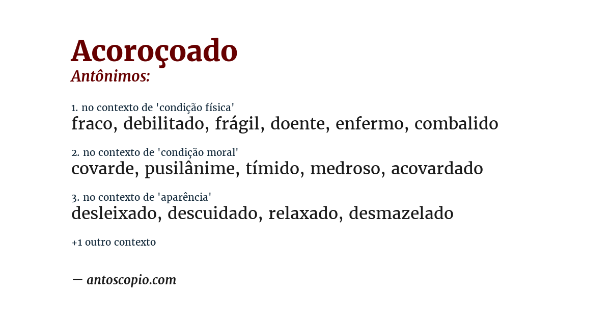 Antônimo de acoroçoado