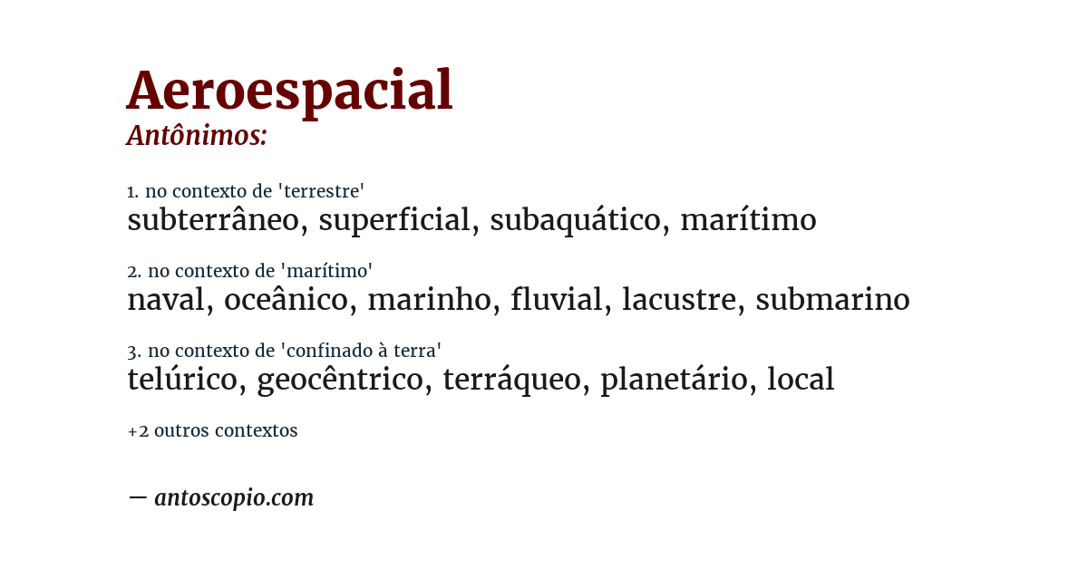 Antônimo de aeroespacial