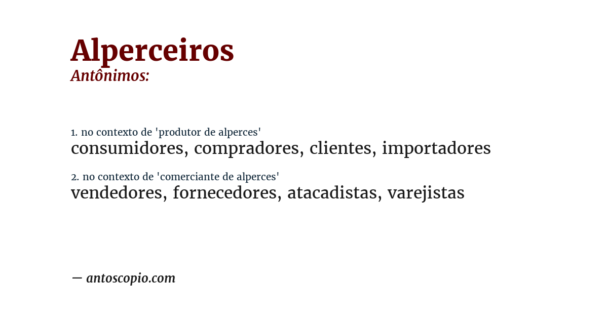 Antônimo de alperceiros