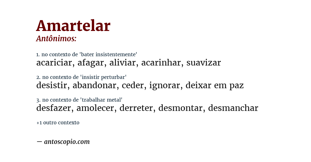 Antônimo de amartelar