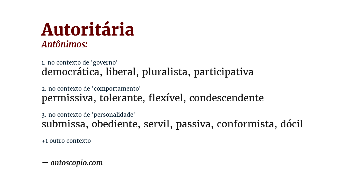 Antônimo de autoritária