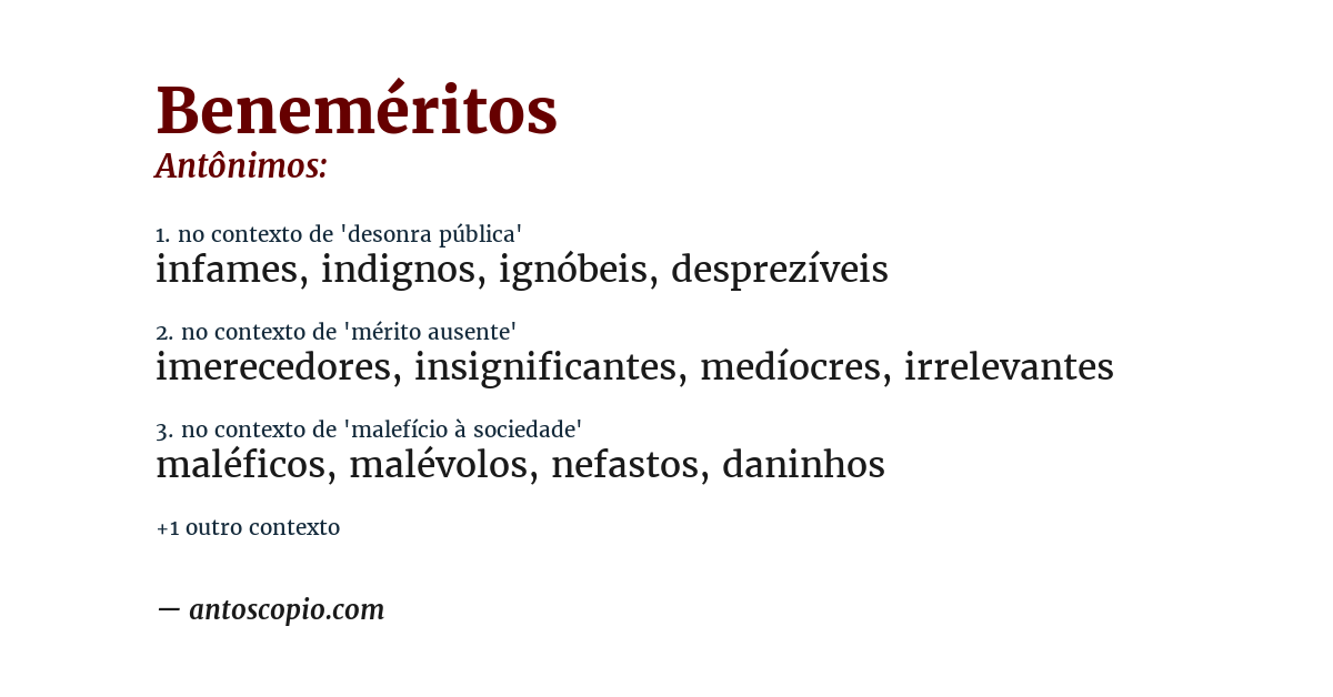 Antônimo de beneméritos