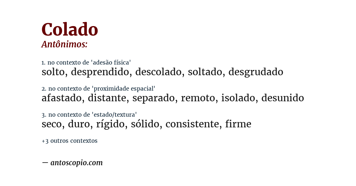 Antônimo de colado