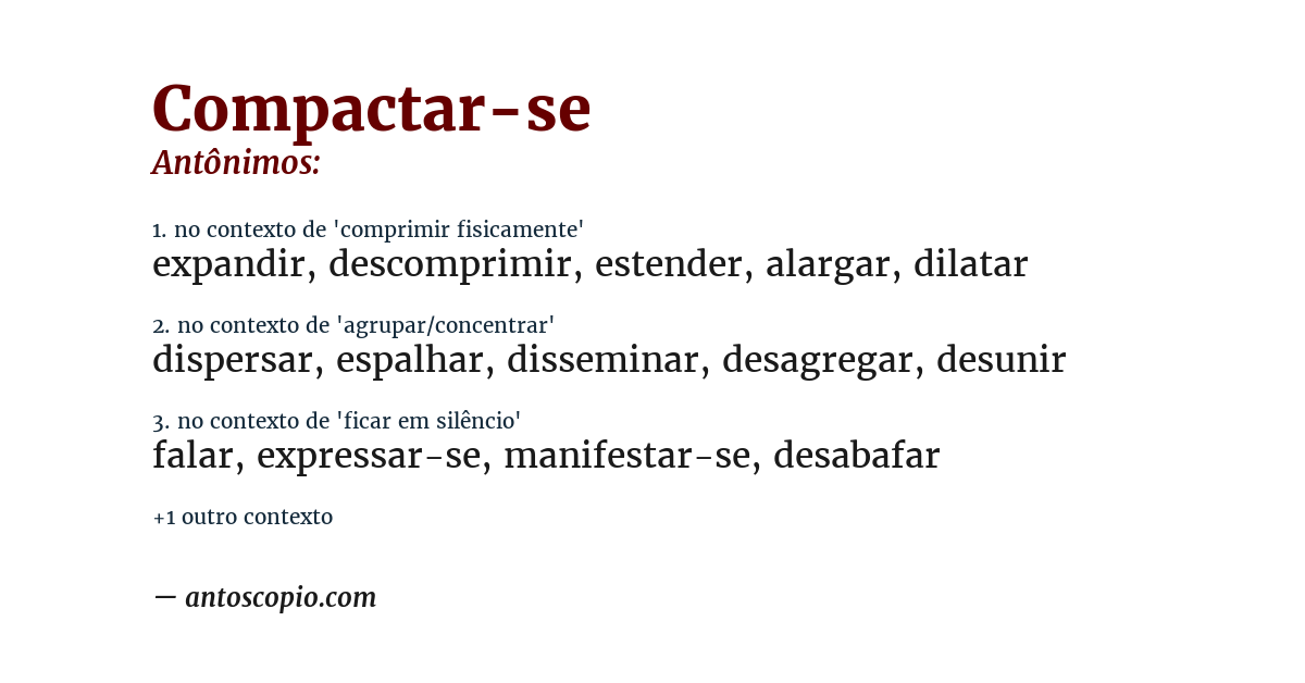 Antônimo de compactar-se