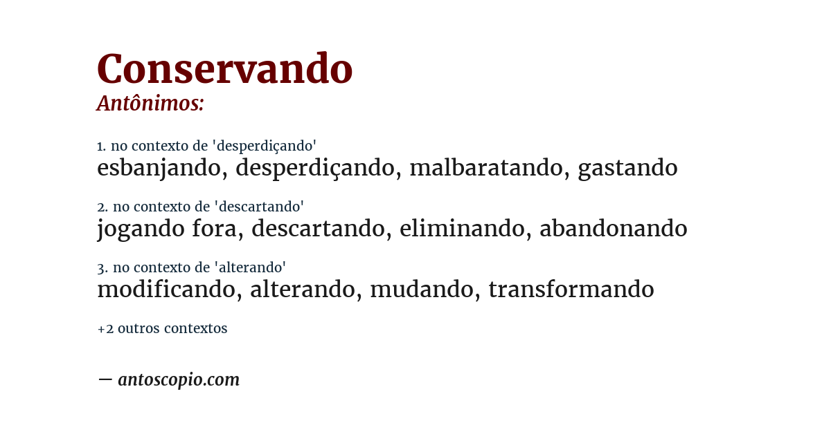 Antônimo de conservando