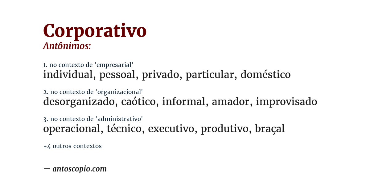 Antônimo de corporativo