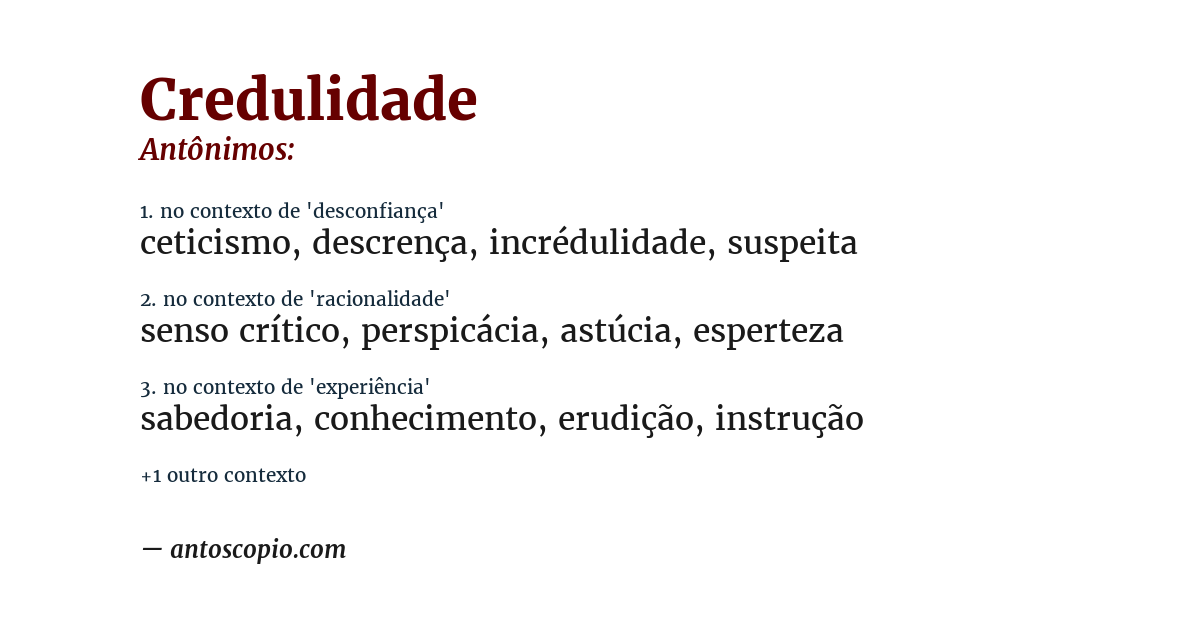 Antônimo de credulidade