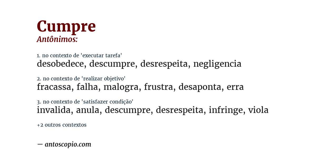 Antônimo de cumpre