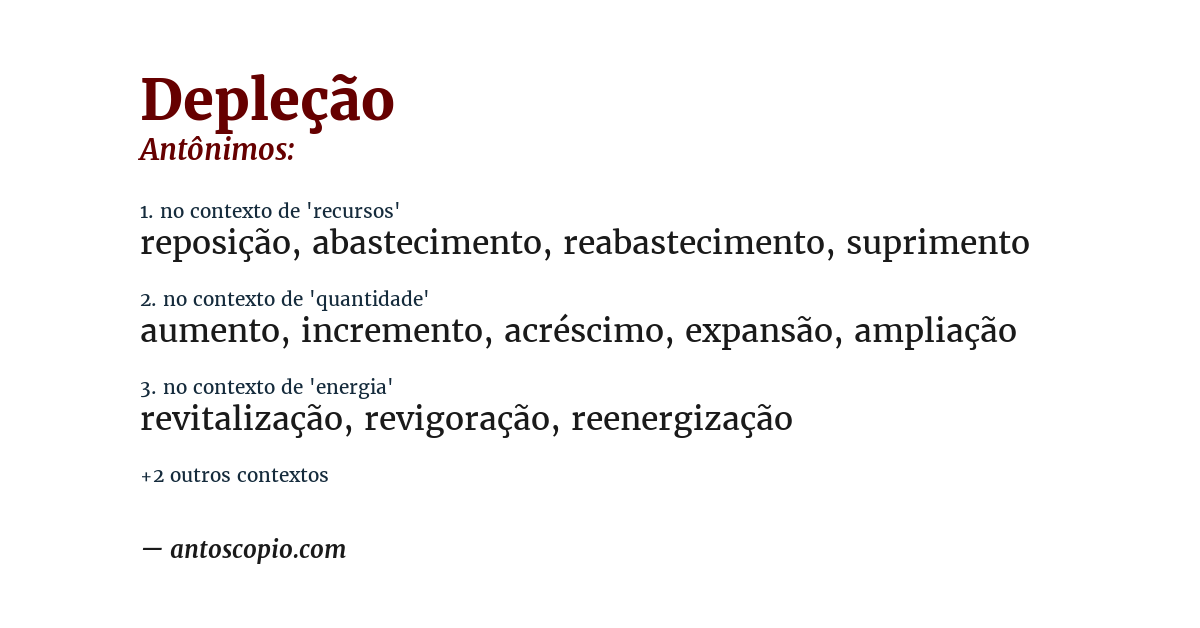 Antônimo de depleção