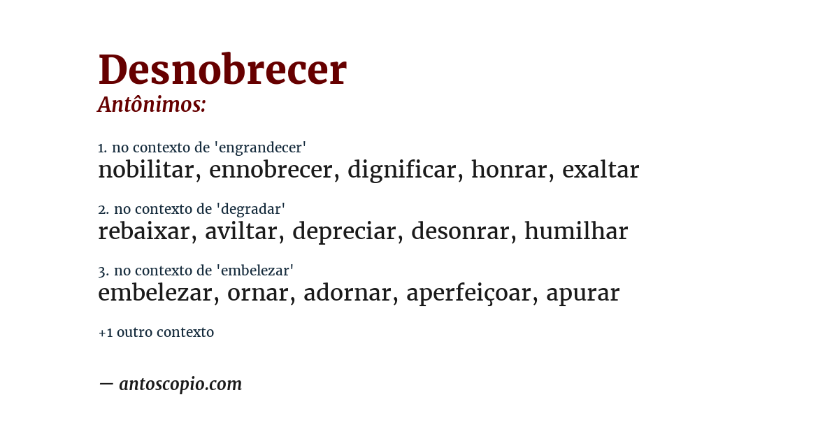 Antônimo de desnobrecer