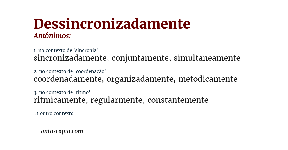 Antônimo de dessincronizadamente