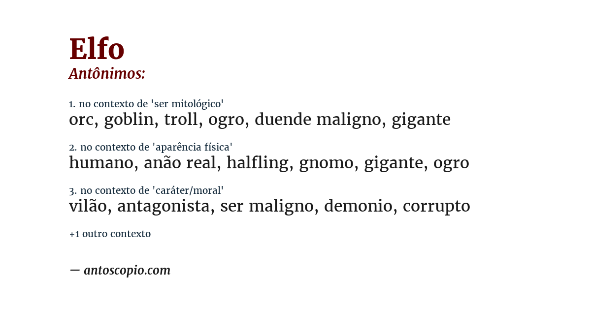 Antônimo de elfo
