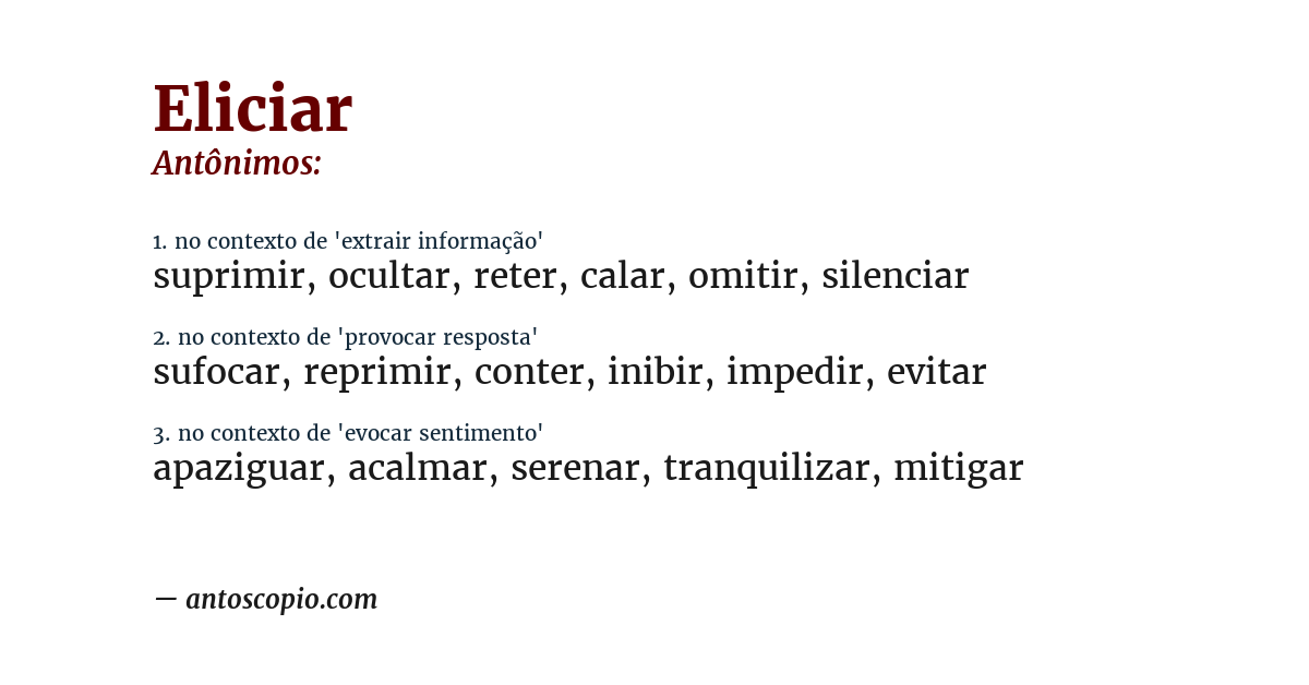 Antônimo de eliciar