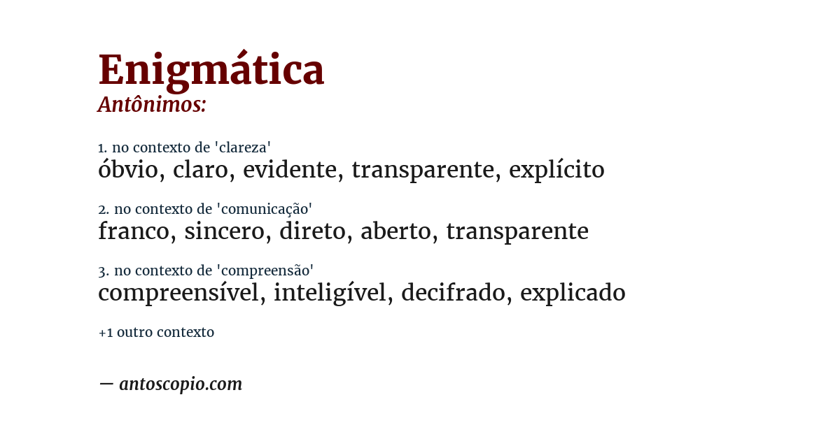 Antônimo de enigmática