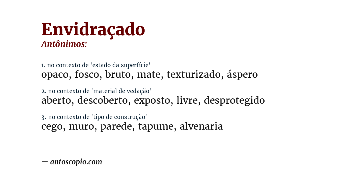 Antônimo de envidraçado