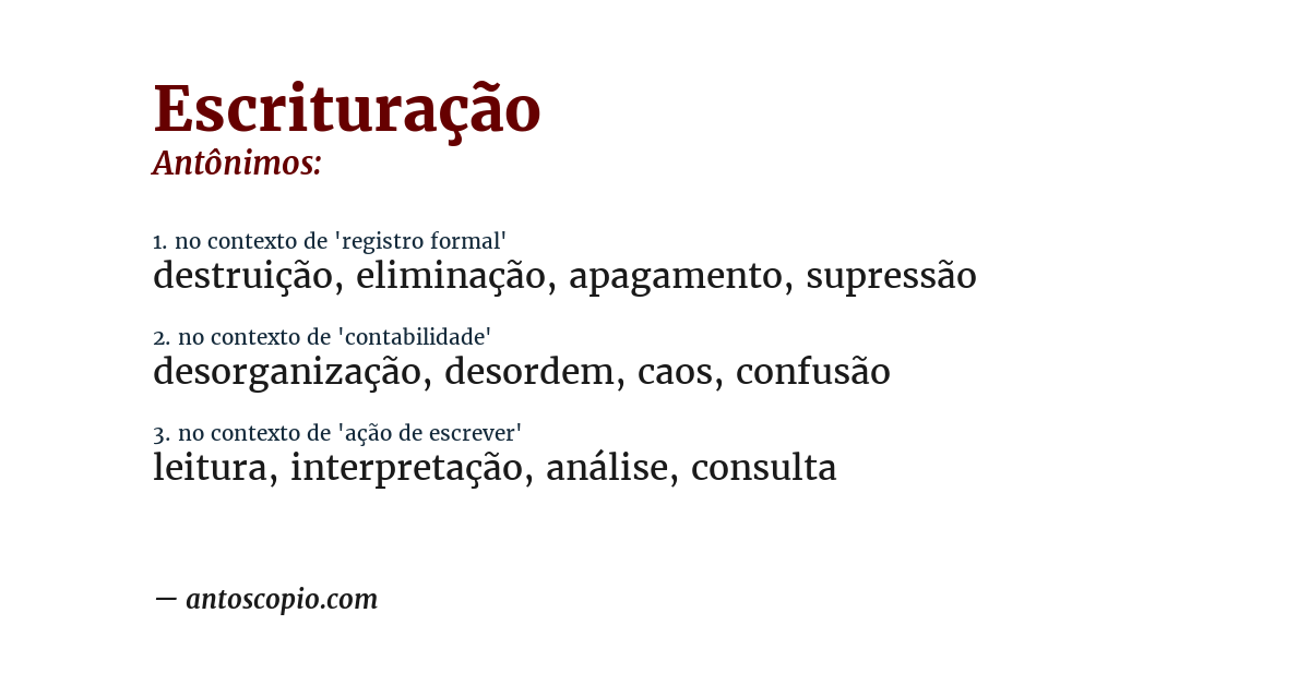Antônimo de escrituração
