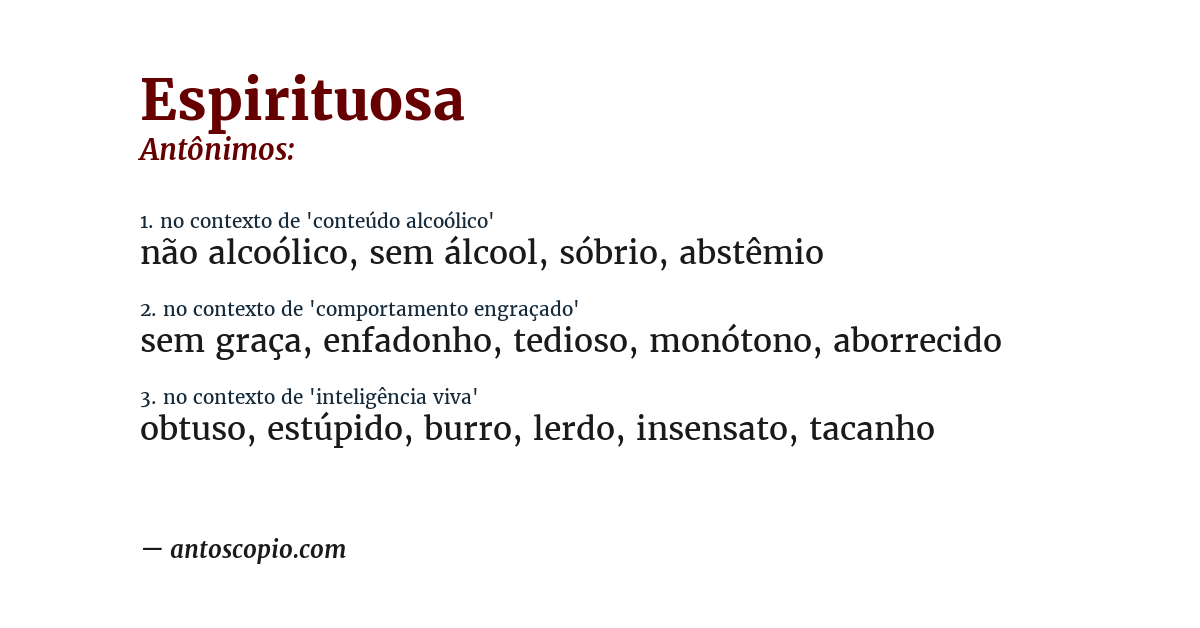 Antônimo de espirituosa