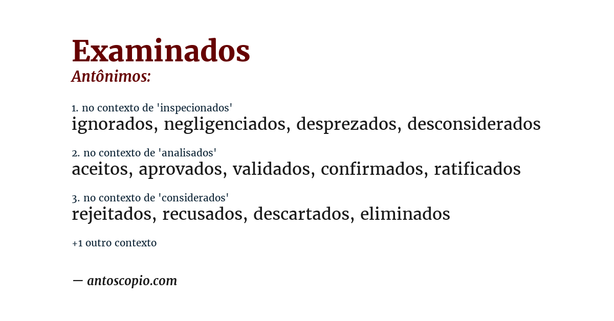 Antônimo de examinados