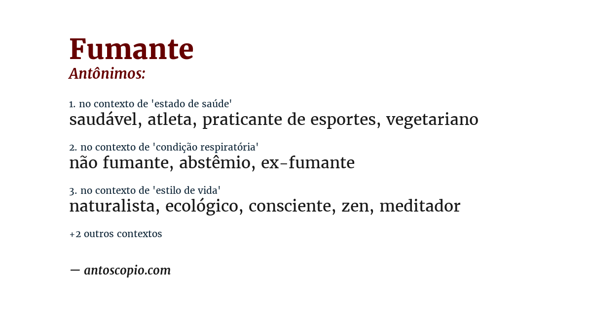 Antônimo de fumante