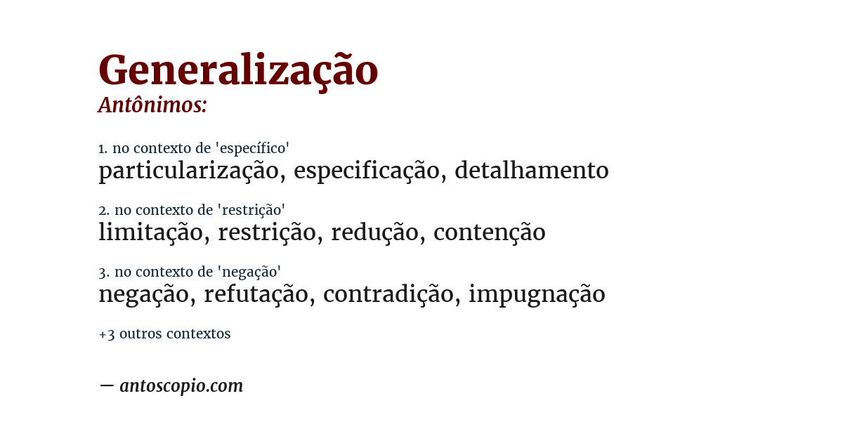 Antônimo de generalização