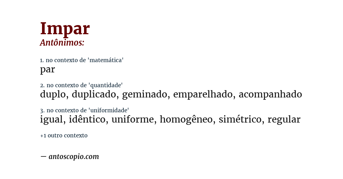 Antônimo de impar