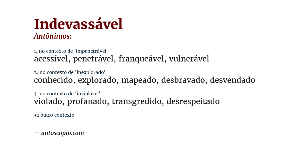 Antônimo de indevassável