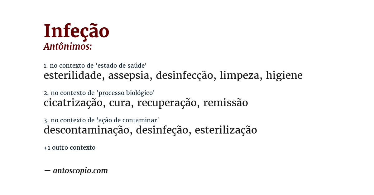 Antônimo de infeção