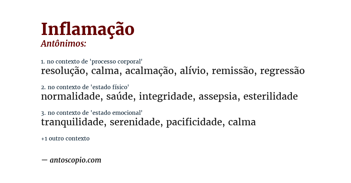 Antônimo de inflamação