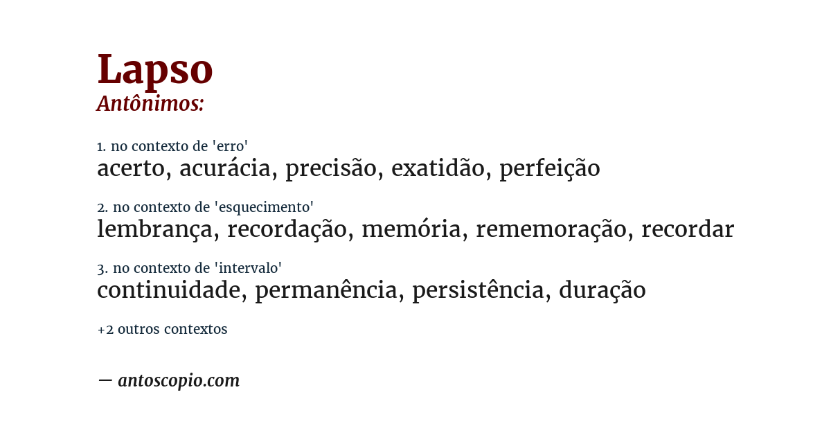 Antônimo de lapso