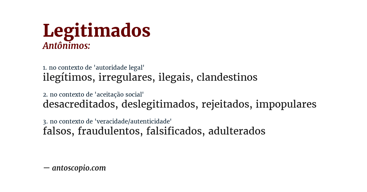 Antônimo de legitimados