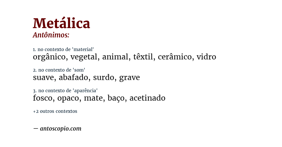Antônimo de metálica