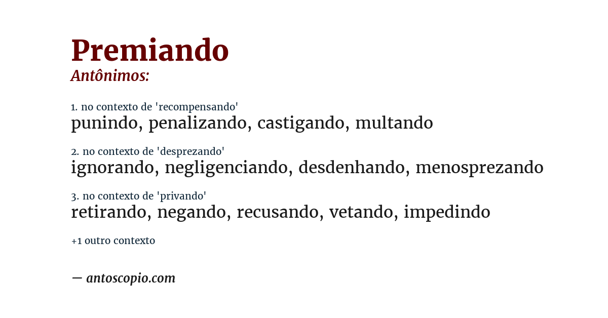 Antônimo de premiando