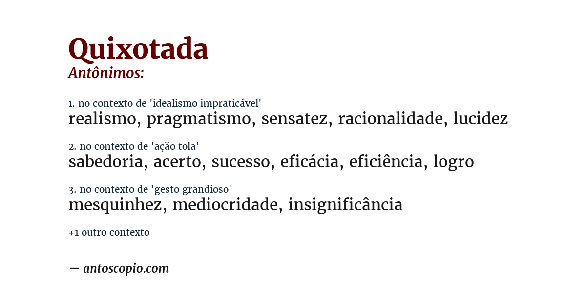 Antônimo de quixotada