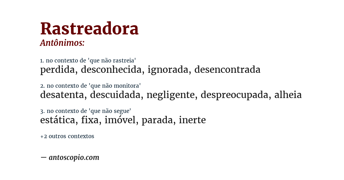 Antônimo de rastreadora