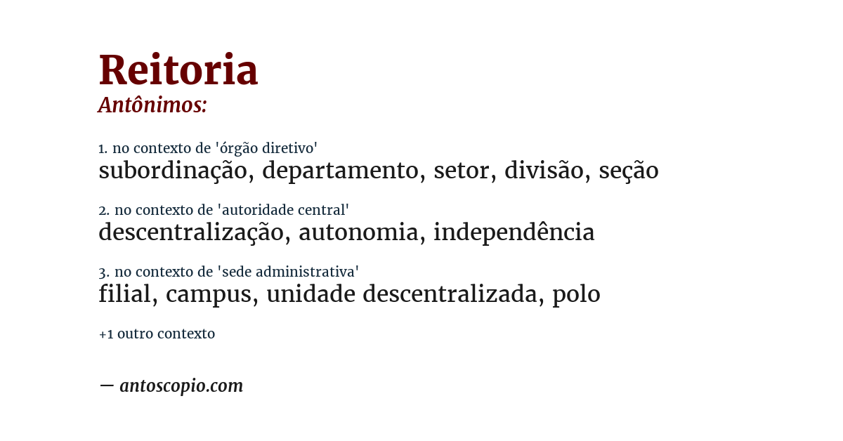 Antônimo de reitoria