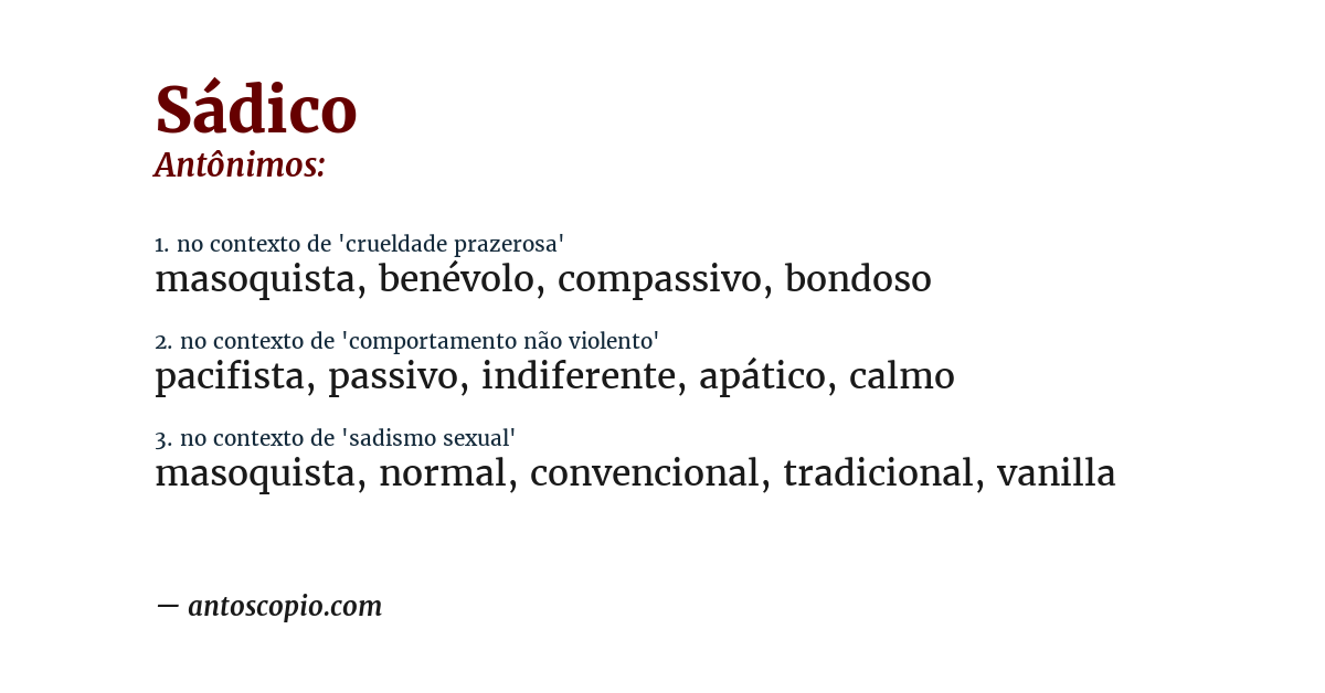 Antônimo de sádico