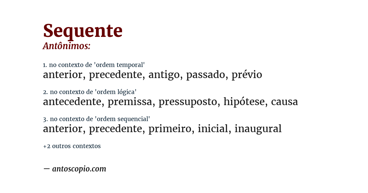 Antônimo de sequente