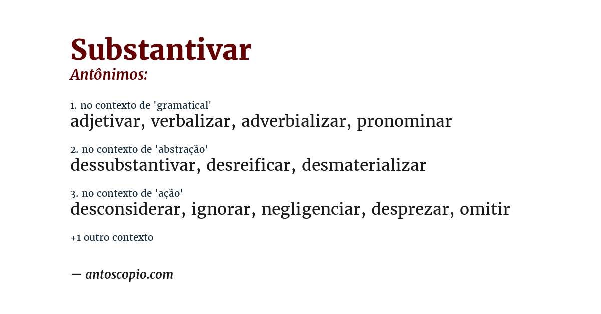 Antônimo de substantivar