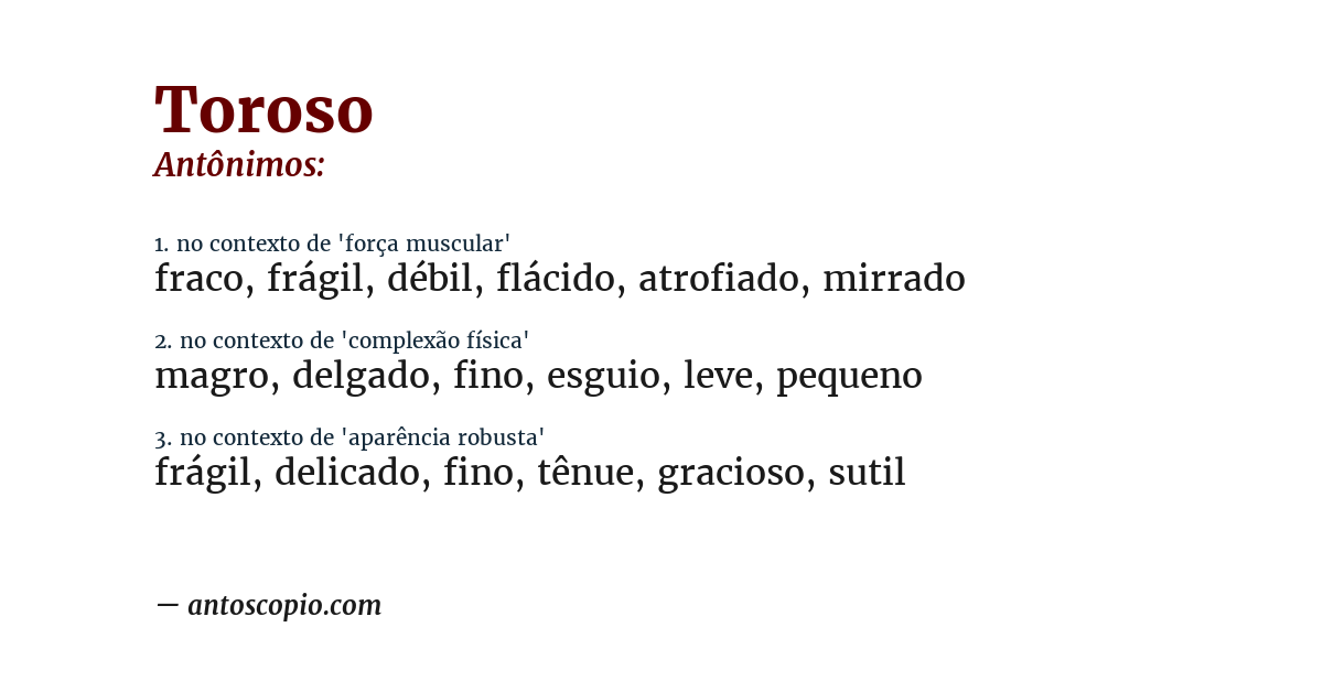 Antônimo de toroso