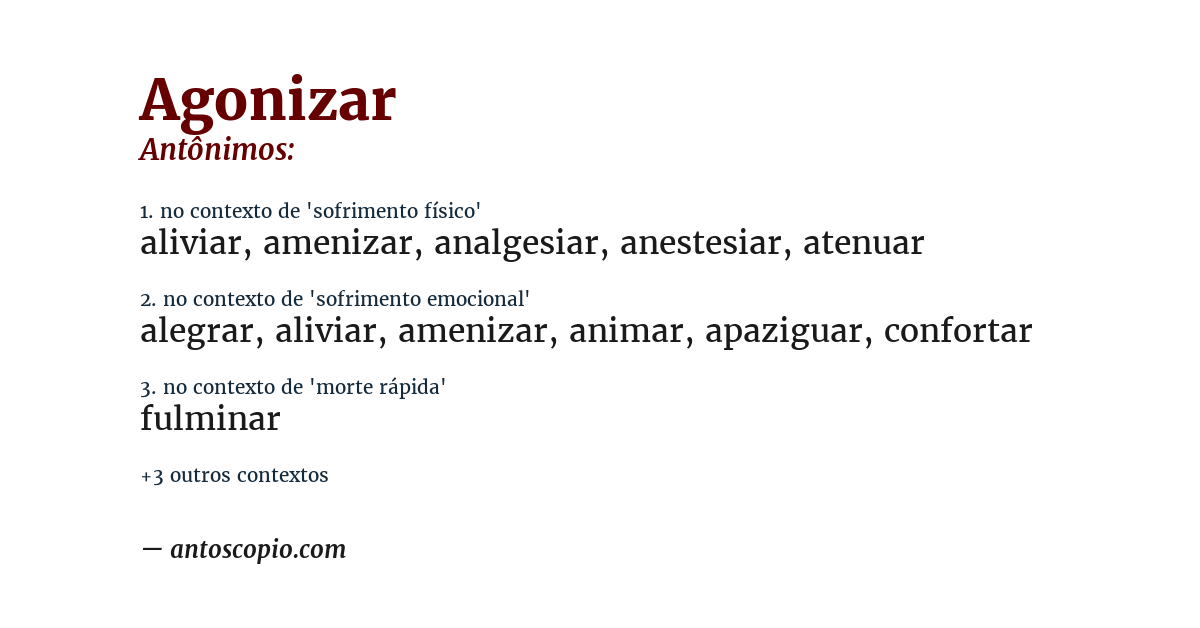 Antônimo de agonizar
