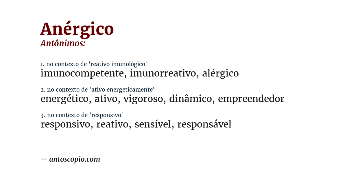 Antônimo de anérgico