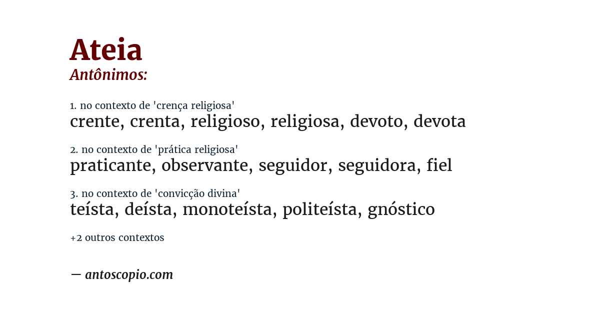 Antônimo de ateia