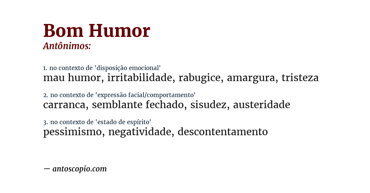 Antônimo de bom humor